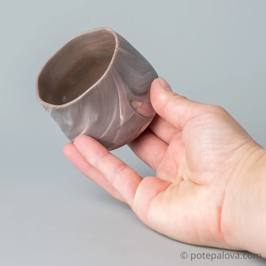 картинка Стакан фарфоровый малый Sigma "Бежевый мрамор" 190 мл - 2 - DishWishes.Ru