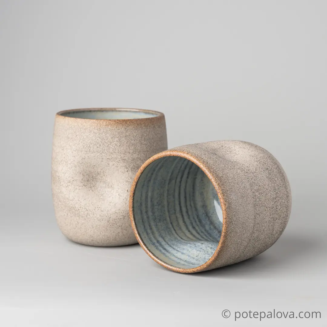 картинка Стакан гончарный Sigma с вмятинами серый гончарный 450 мл - DishWishes.Ru