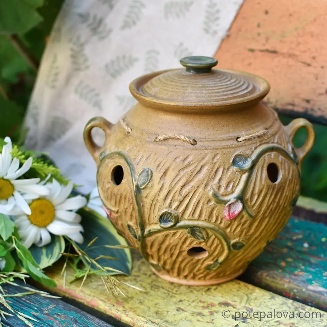картинка Большая керамическая банка для хранения лука - DishWishes.Ru