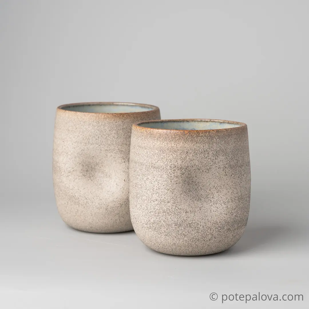 картинка Стакан гончарный Sigma с вмятинами серый гончарный 450 мл - DishWishes.Ru