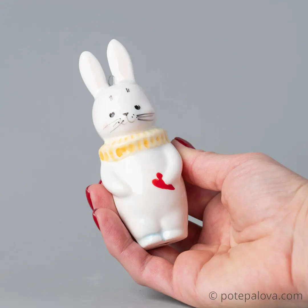 картинка Фарфоровая игрушка "Зайчик в жабо" 4 - DishWishes.Ru