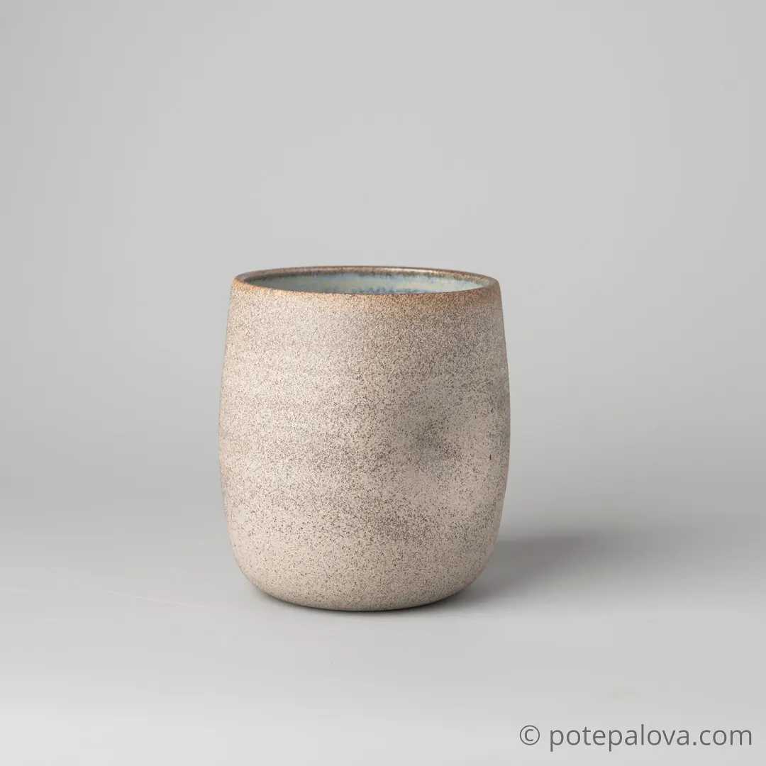 картинка Стакан гончарный Sigma с вмятинами серый гончарный 450 мл - DishWishes.Ru