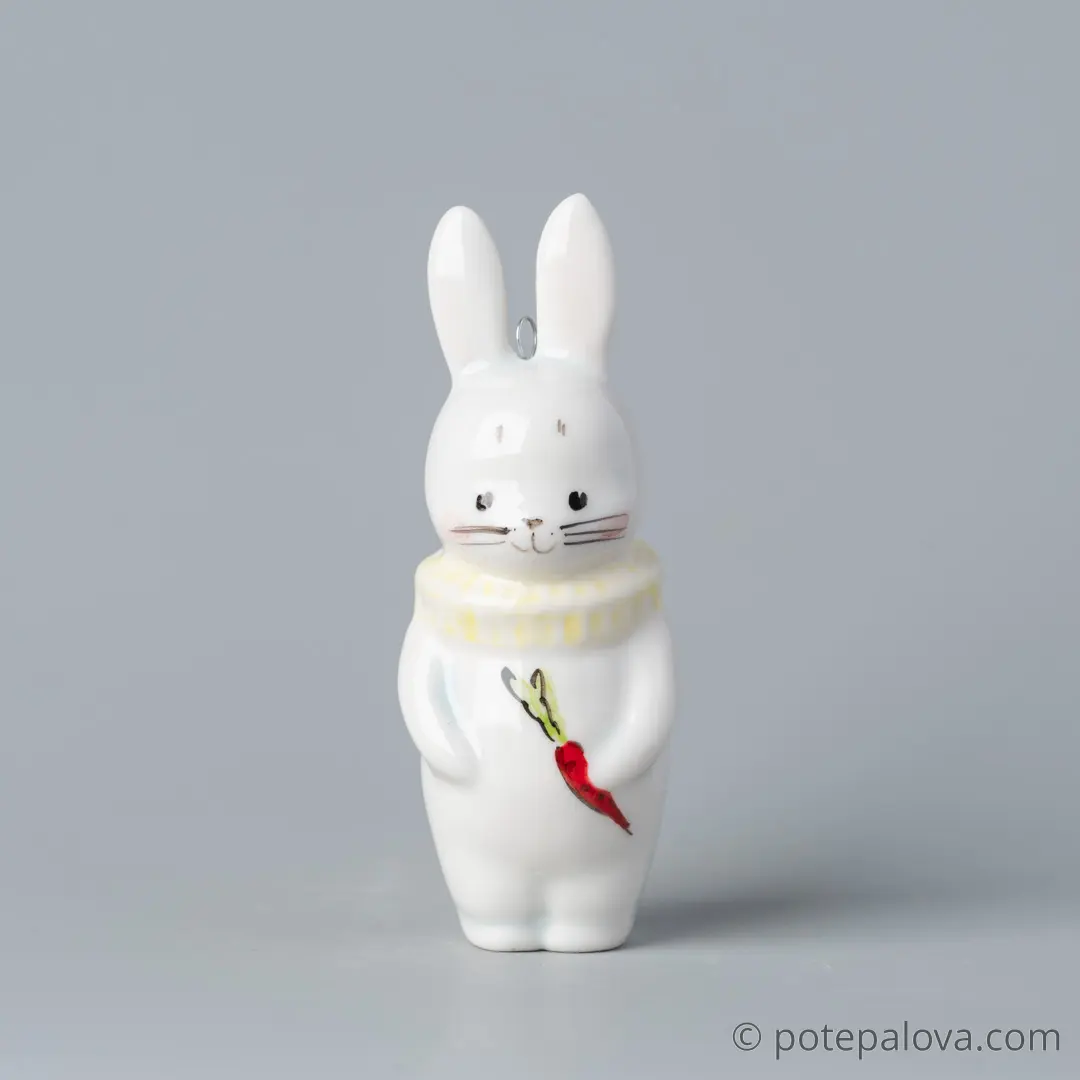 картинка Фарфоровая игрушка "Зайчик в жабо" 2 - DishWishes.Ru