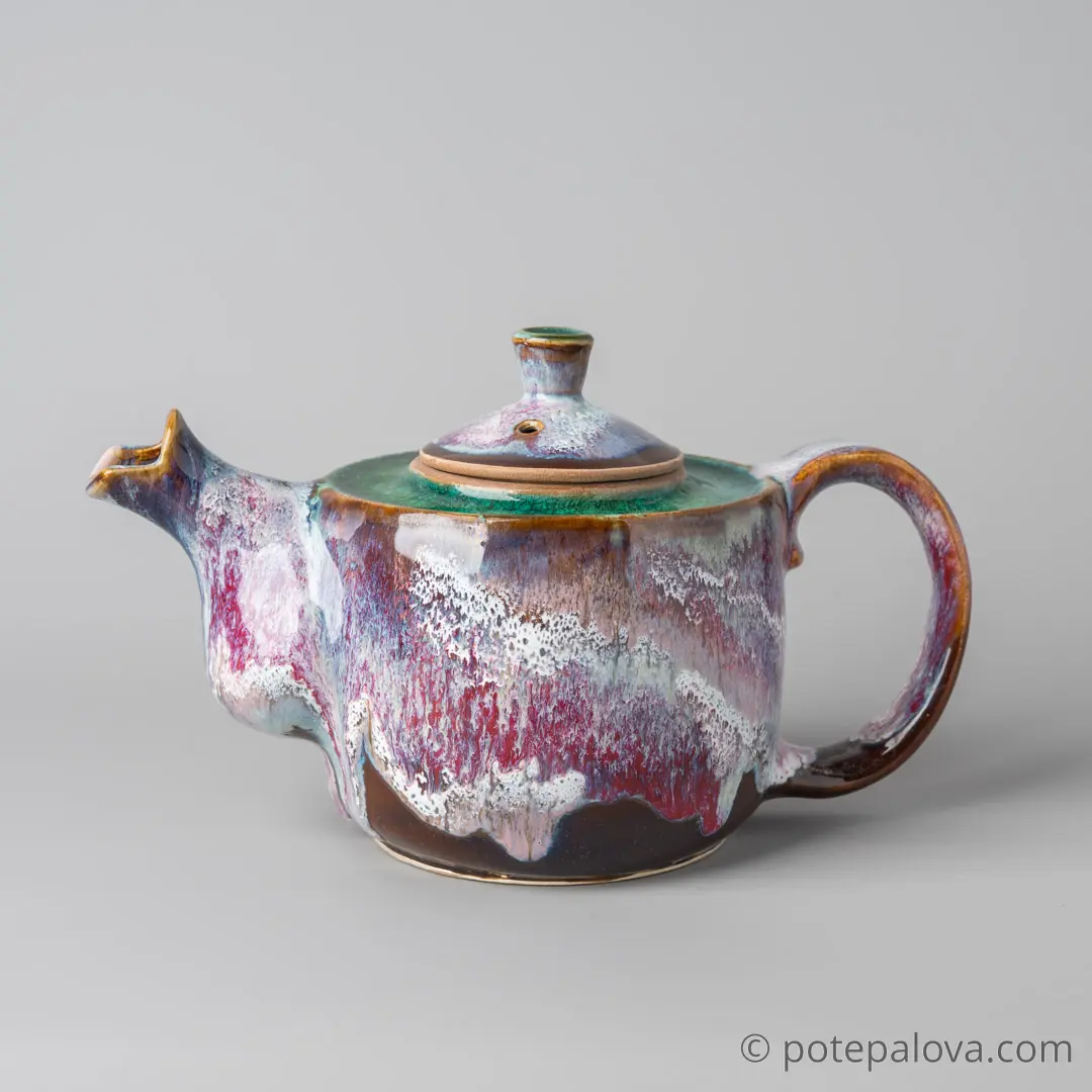 картинка Чайник Юрия Пересады "Карамель" с зеленым стеклом - DishWishes.Ru