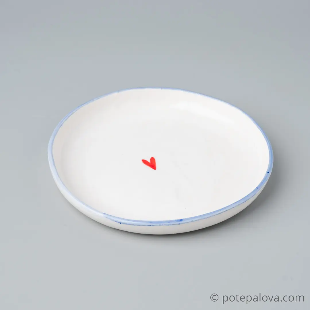 картинка Чайная пара с сердечком и голубой каймой - DishWishes.Ru