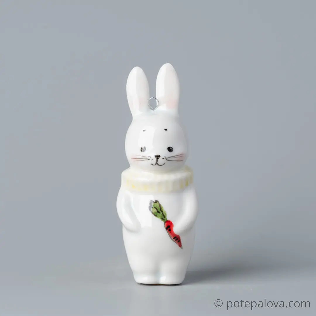 картинка Фарфоровая игрушка "Зайчик в жабо" 1 - DishWishes.Ru