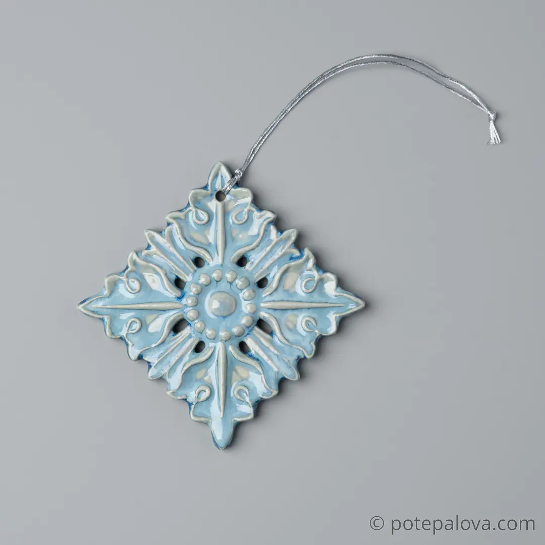 картинка Керамическая снежинка 1 голубая - DishWishes.Ru