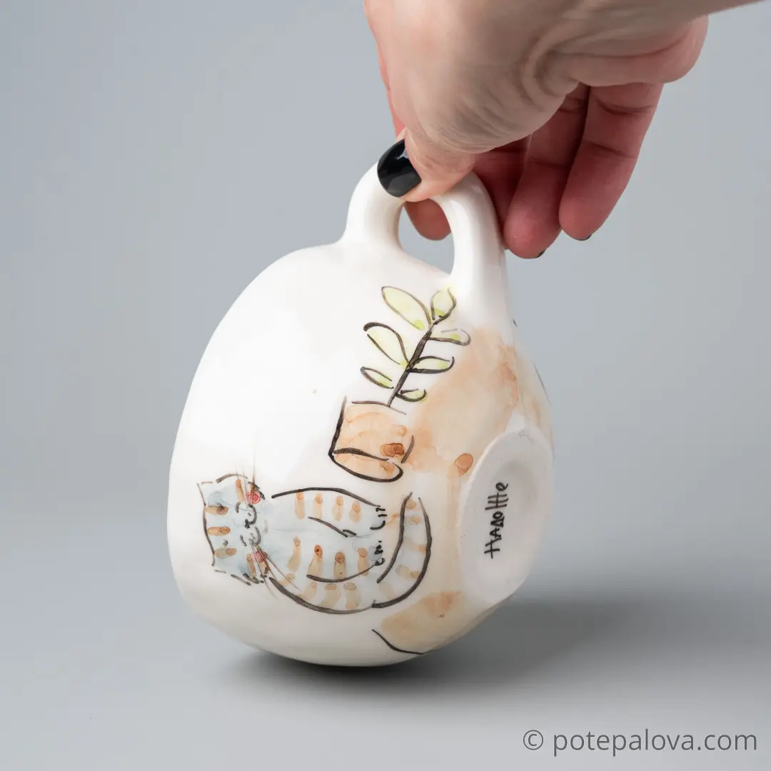 картинка Чашка с котиком и цветком - DishWishes.Ru