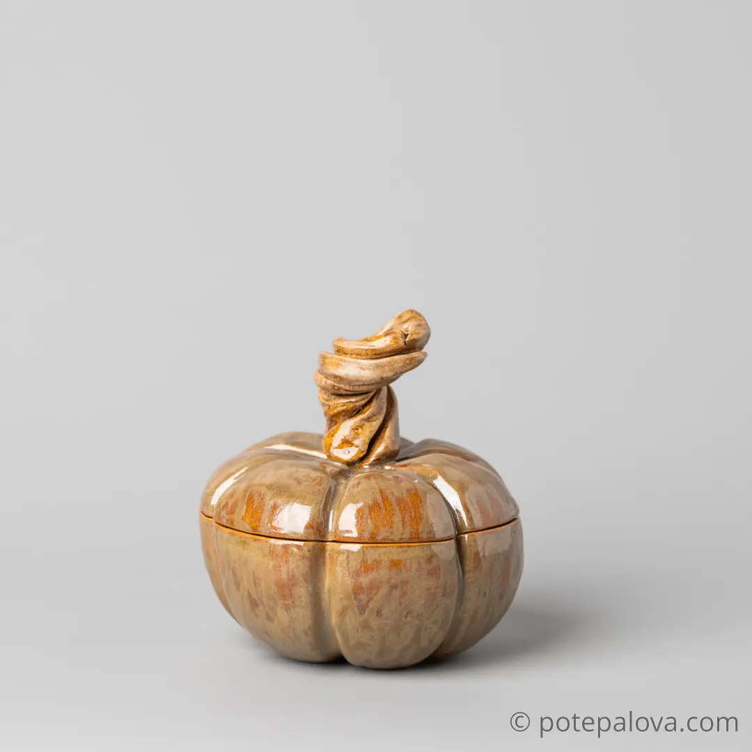 картинка Керамическая тыковка коричневая круглая средняя - DishWishes.Ru