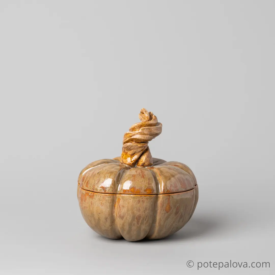 картинка Керамическая тыковка коричневая круглая средняя - DishWishes.Ru