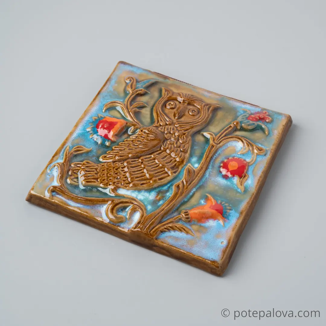 картинка Изразец ручной работы "Сова" - DishWishes.Ru