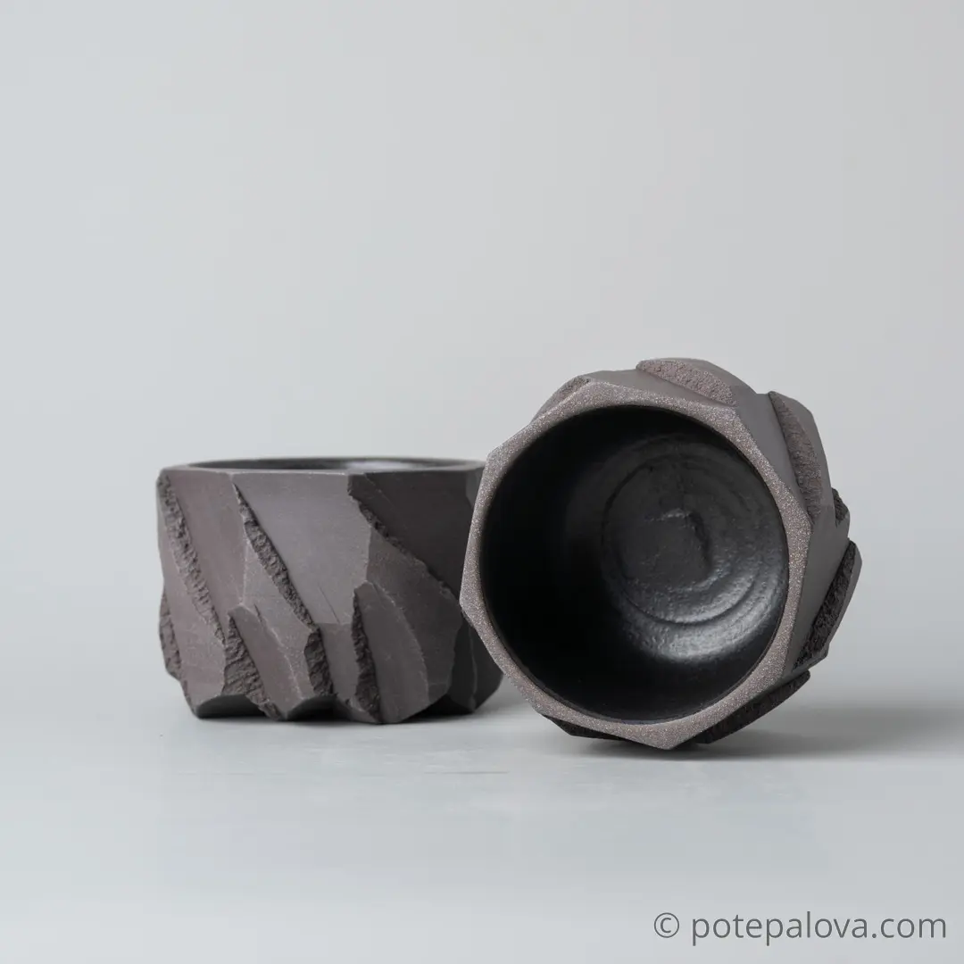 картинка Стакан Обсидиан малый с черной глазурью 130 мл - DishWishes.Ru