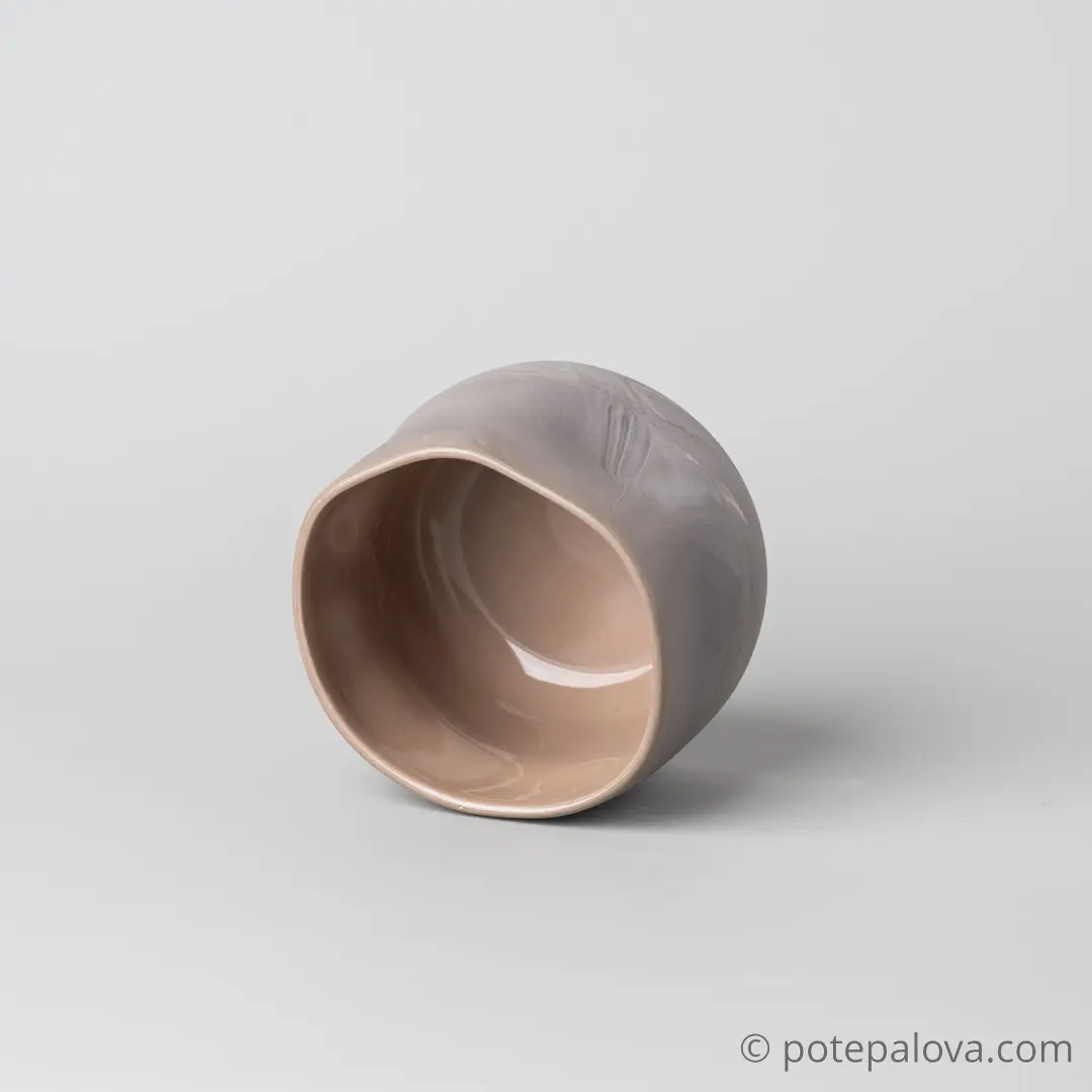 картинка Стакан фарфоровый малый Sigma "Бежевый мрамор" 190 мл - 1 - DishWishes.Ru