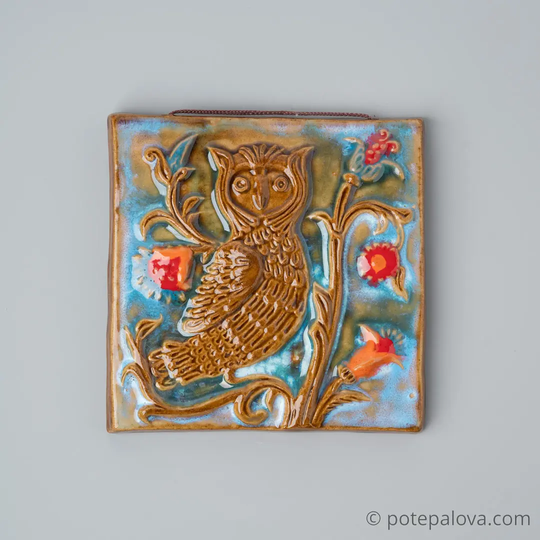 картинка Изразец ручной работы "Сова" - DishWishes.Ru