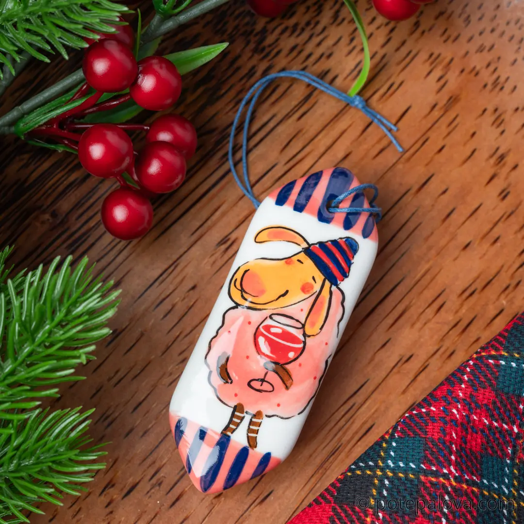 картинка Елочная игрушка в форме конфеты "Овечка с винишком" - DishWishes.Ru