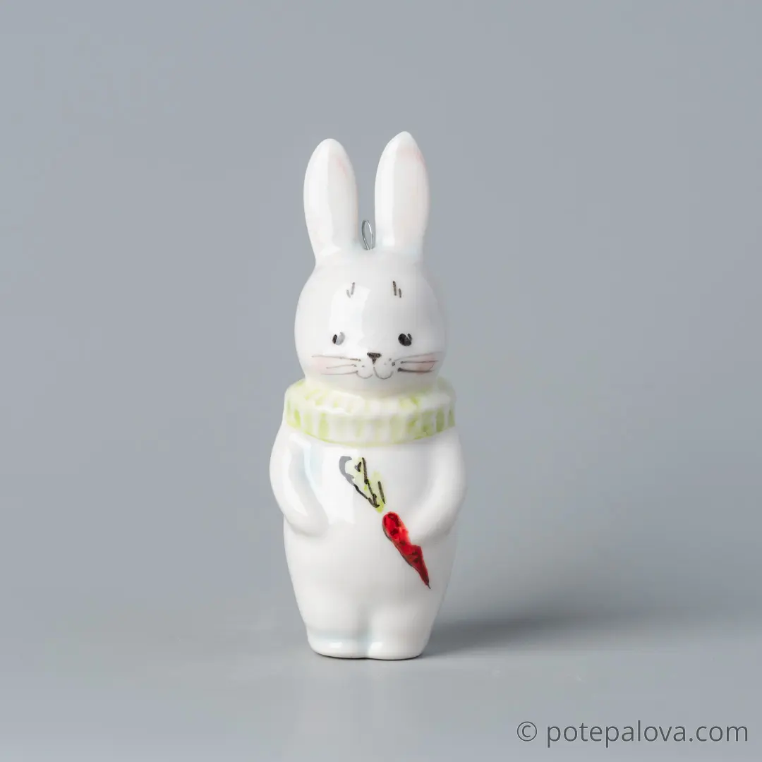 картинка Фарфоровая игрушка "Зайчик в жабо" 3 - DishWishes.Ru