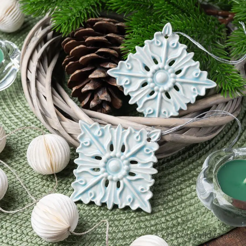 картинка Керамическая снежинка 1 мятная - DishWishes.Ru