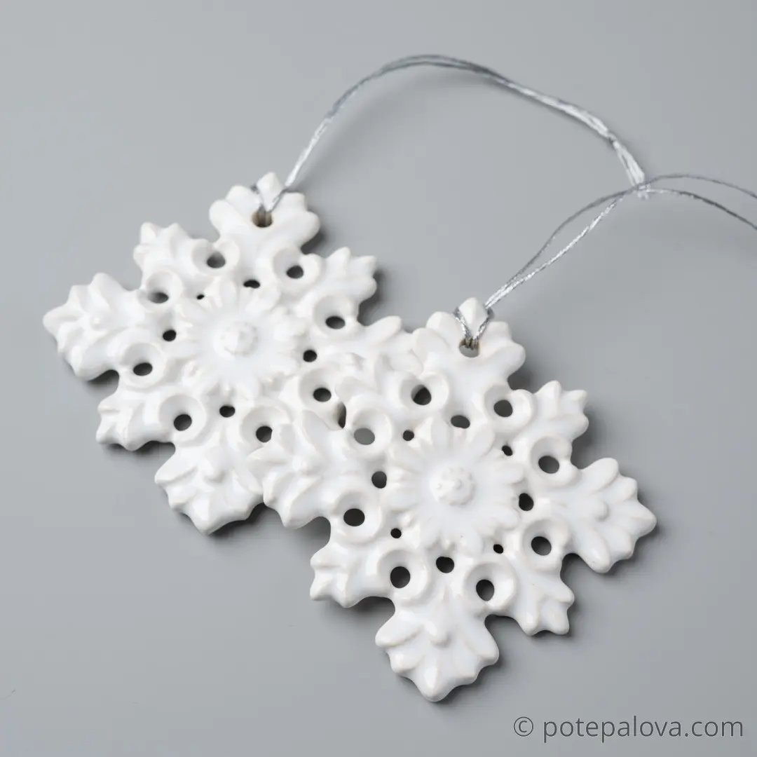 картинка Керамическая снежинка 2 белая - DishWishes.Ru