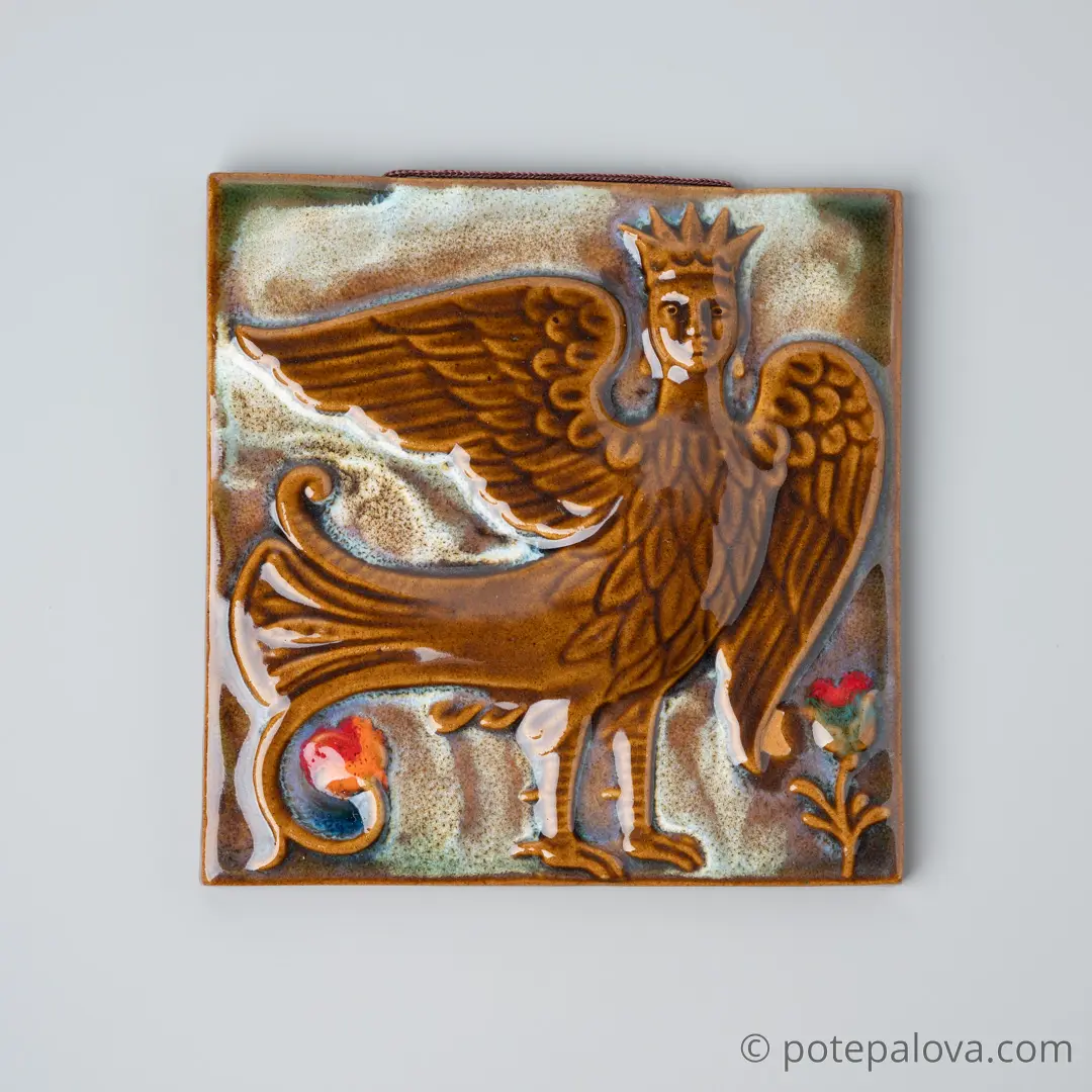 картинка Изразец ручной работы "Сирин" 2 - DishWishes.Ru