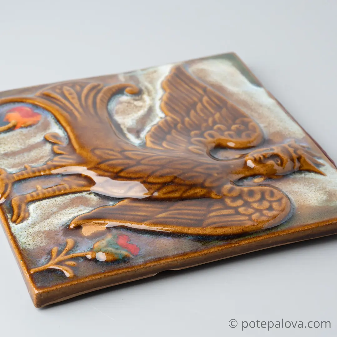 картинка Изразец ручной работы "Сирин" 2 - DishWishes.Ru