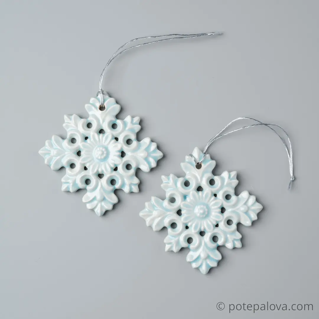 картинка Керамическая снежинка 2 мятная - DishWishes.Ru