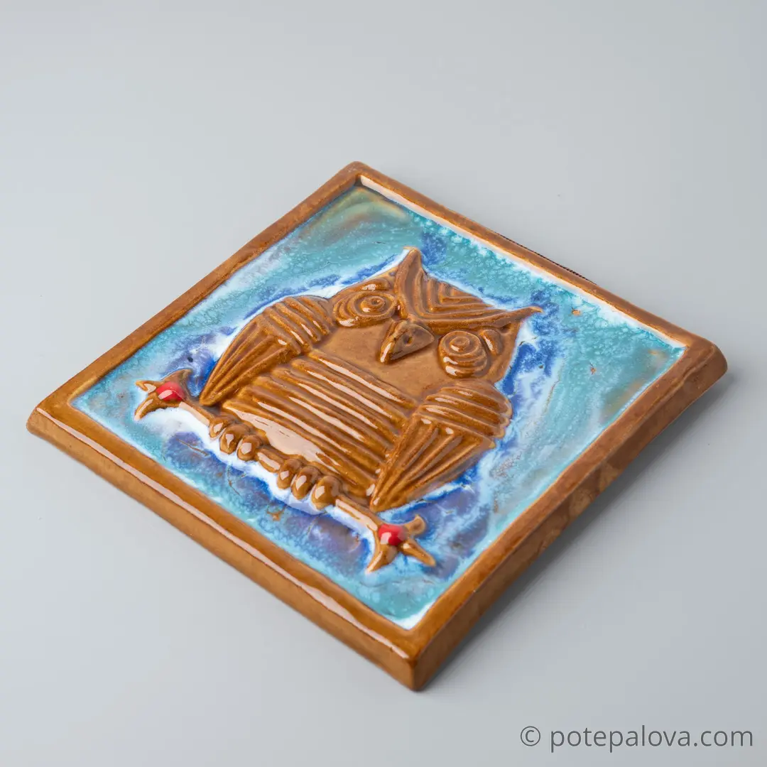 картинка Изразец ручной работы "Филин" - DishWishes.Ru