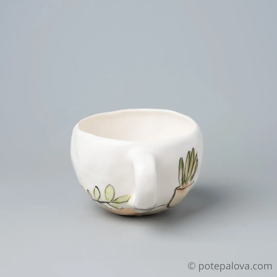 картинка Чашка с котиком и цветком - DishWishes.Ru