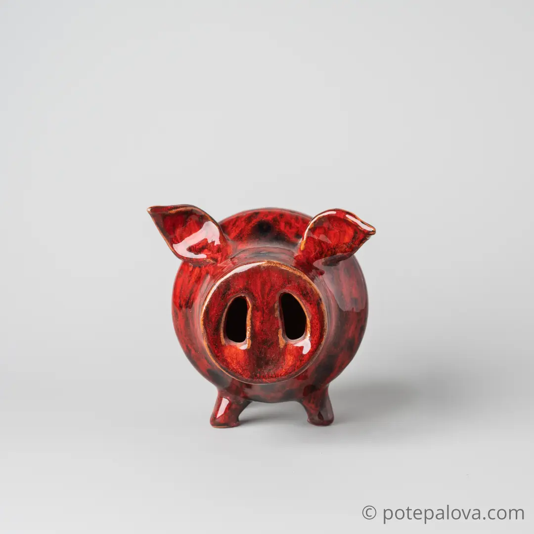 картинка Керамический поросенок красный - DishWishes.Ru