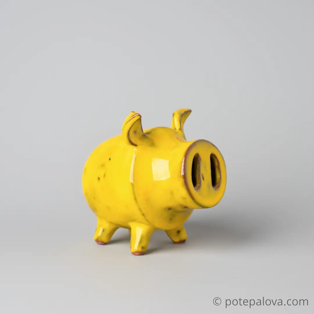 картинка Керамический поросенок желтый - DishWishes.Ru