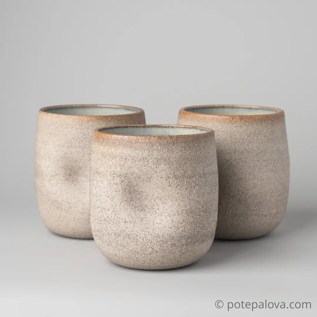 картинка Стакан гончарный Sigma с вмятинами серый гончарный 450 мл - DishWishes.Ru