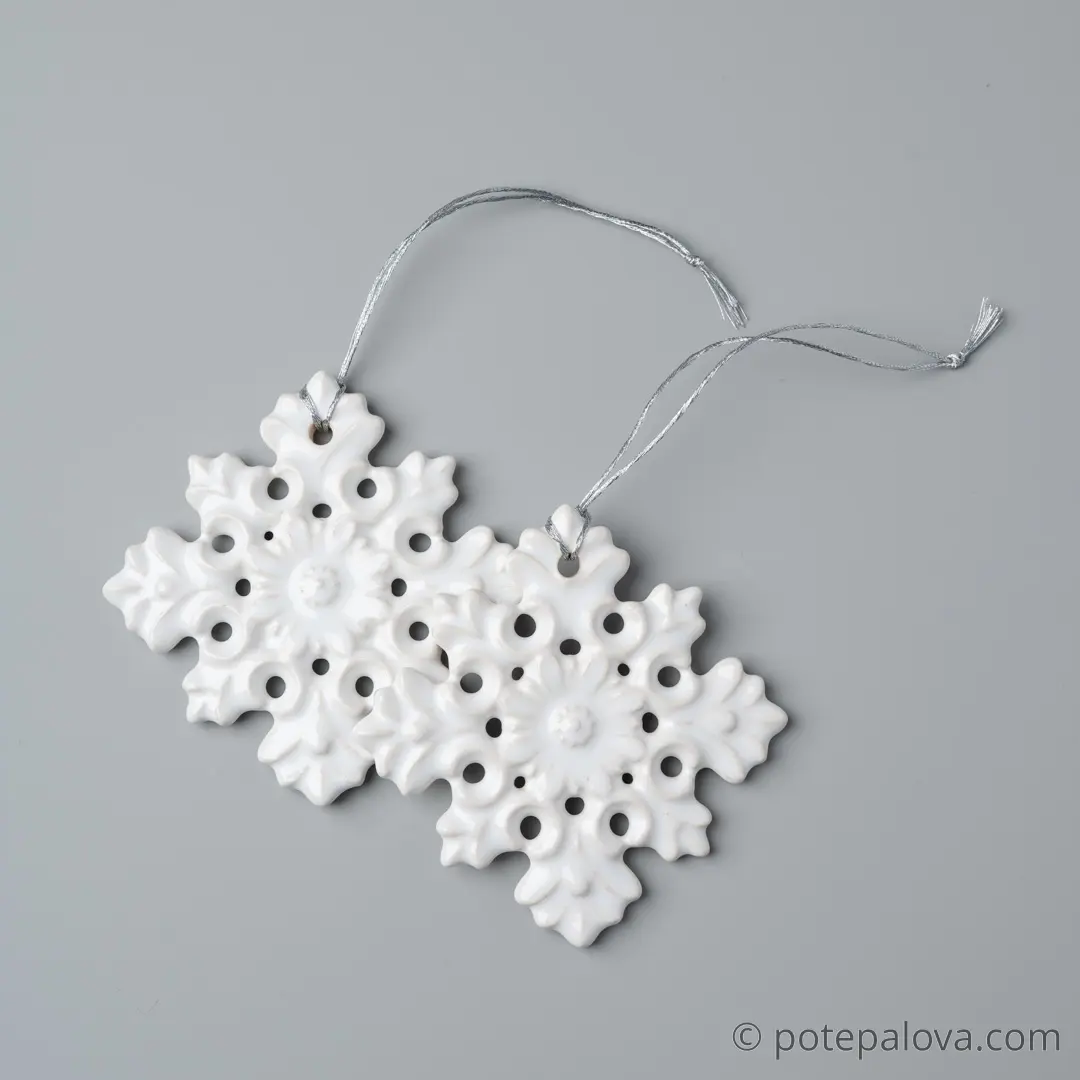 картинка Керамическая снежинка 2 белая - DishWishes.Ru