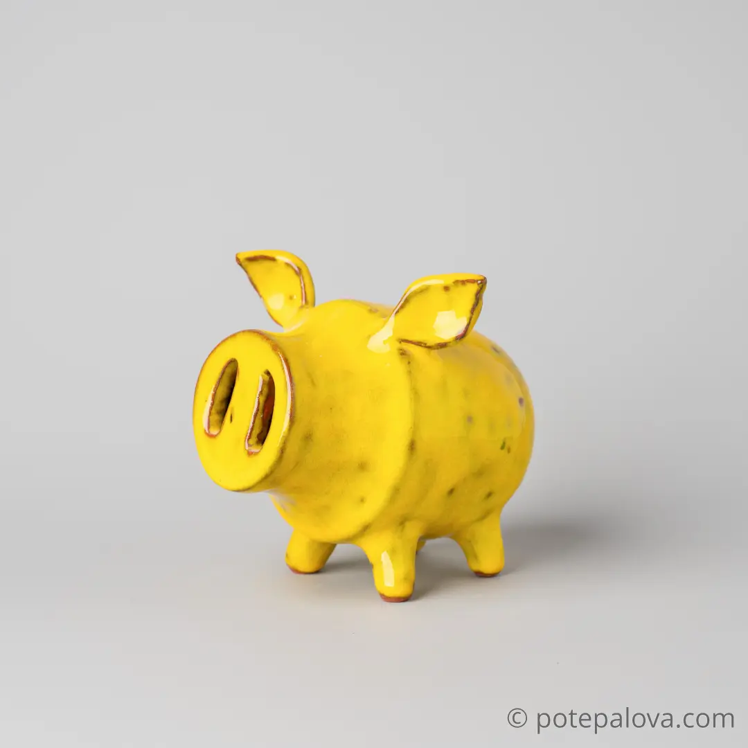 картинка Керамический поросенок желтый - DishWishes.Ru