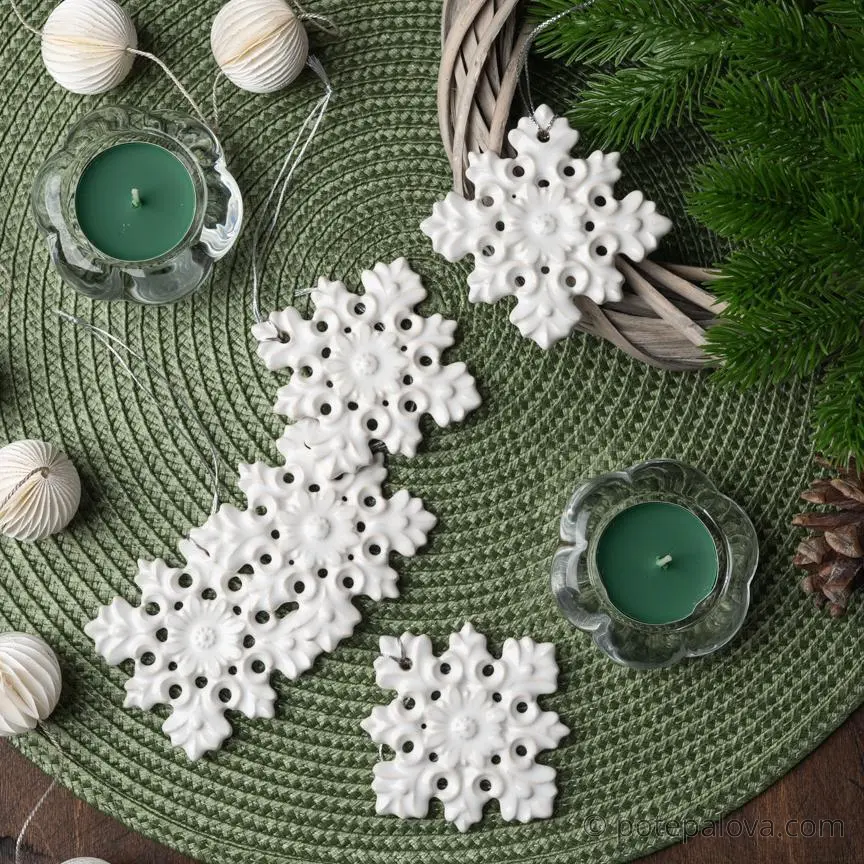 картинка Керамическая снежинка 2 белая - DishWishes.Ru