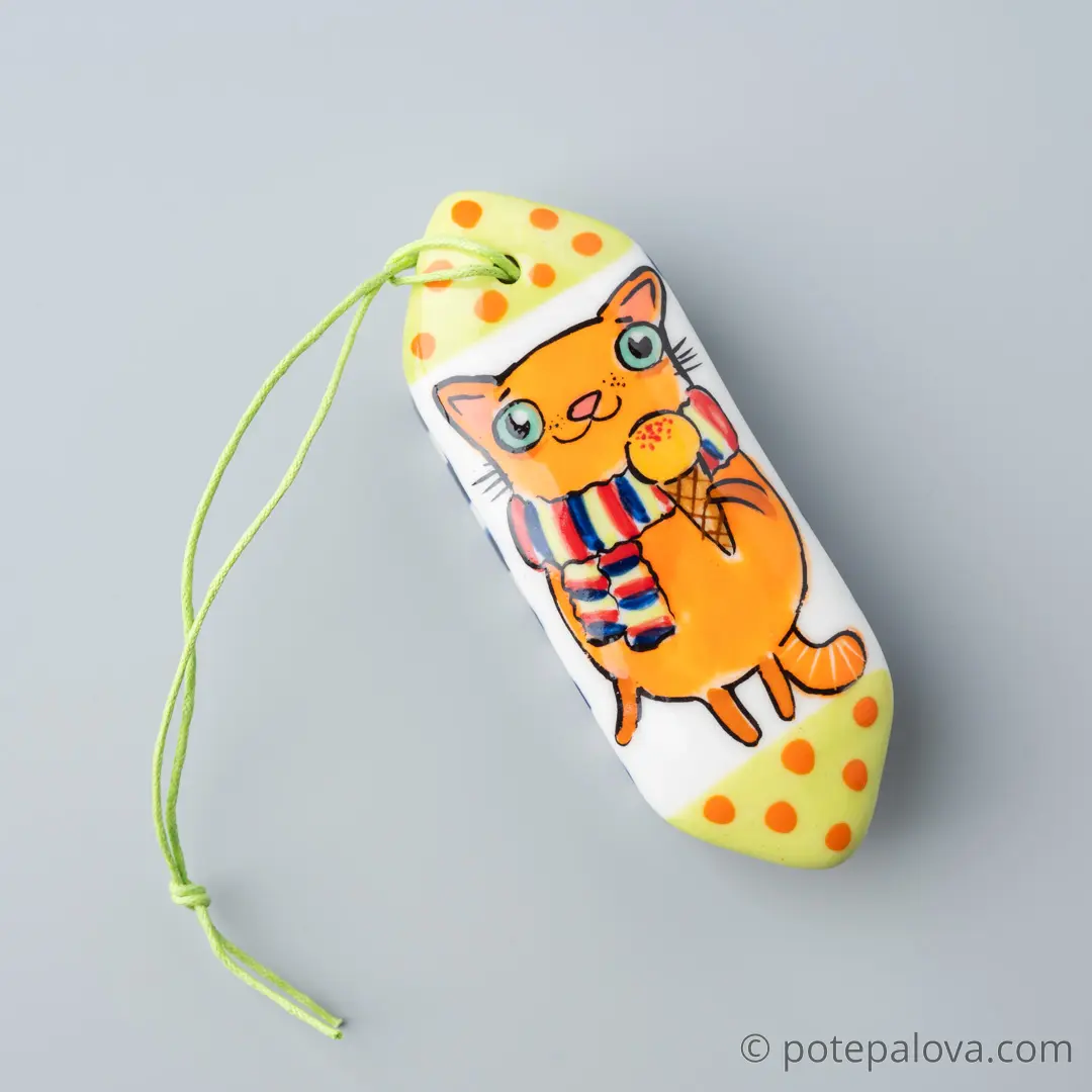 картинка Елочная игрушка в форме конфеты "Рыжий котик" - DishWishes.Ru