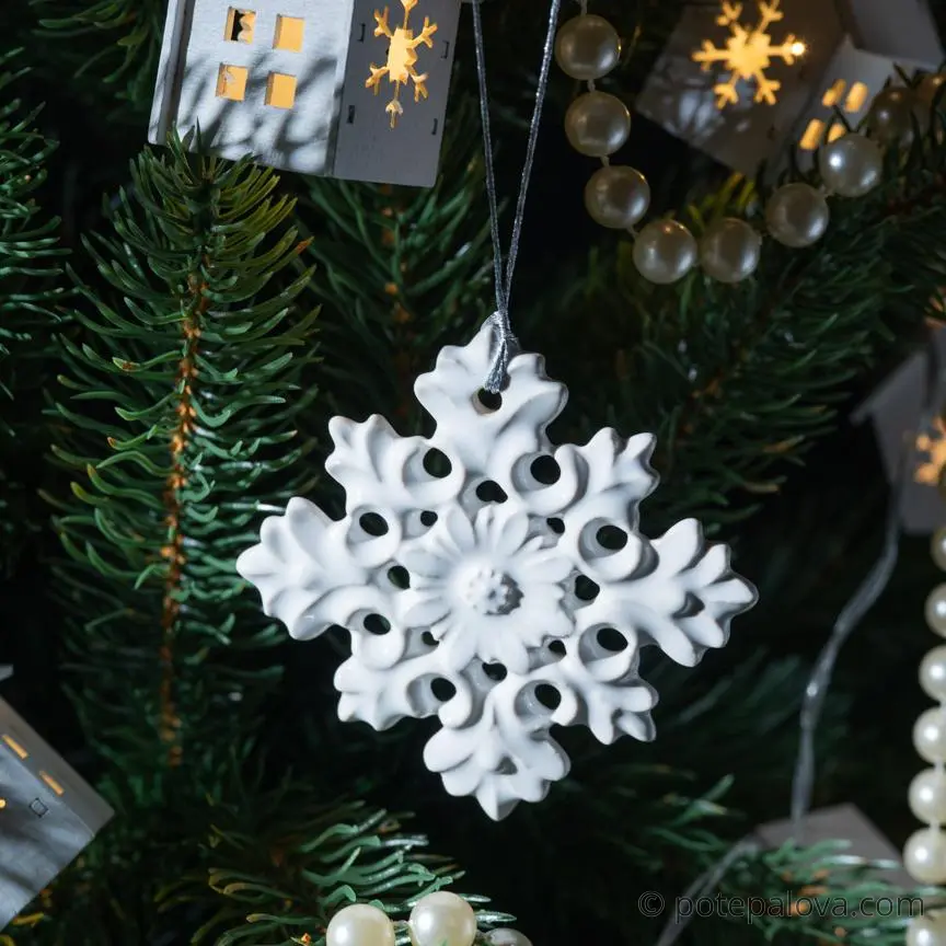 картинка Керамическая снежинка 2 белая - DishWishes.Ru