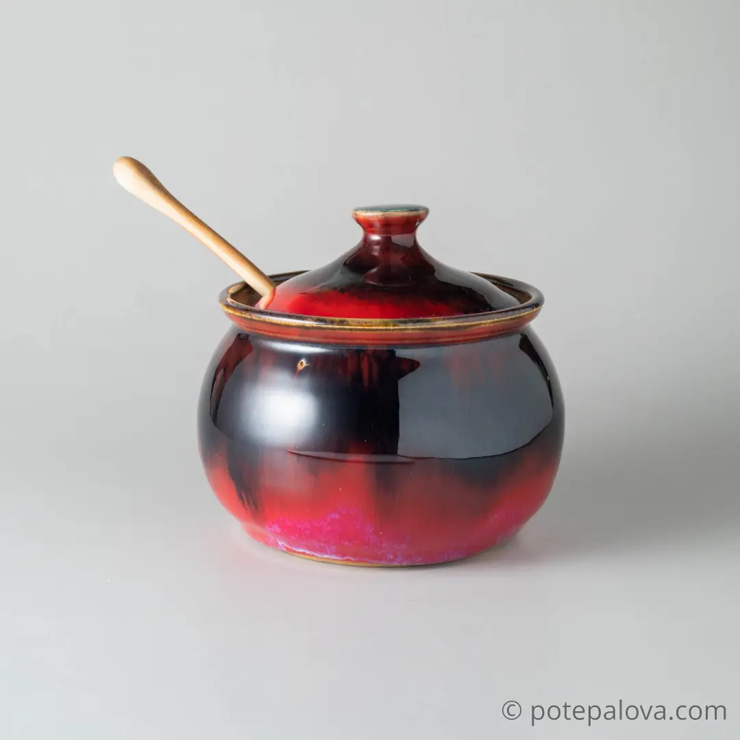 картинка Сахарница Юрия Пересады красная - DishWishes.Ru