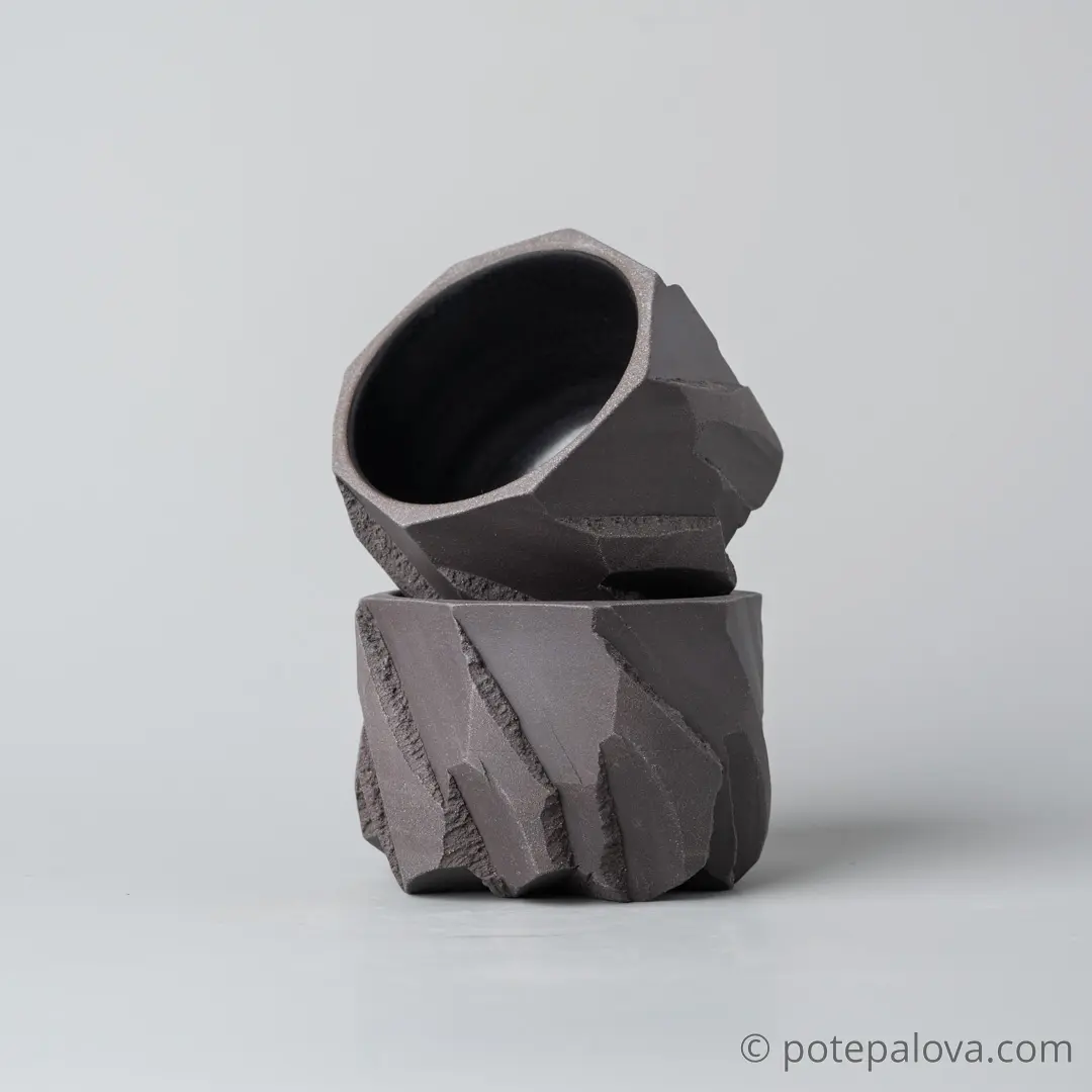 картинка Стакан Обсидиан малый с черной глазурью 130 мл - DishWishes.Ru