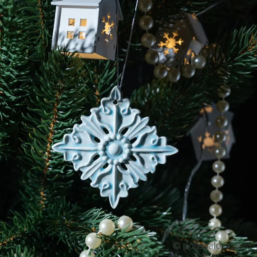 картинка Керамическая снежинка 1 мятная - DishWishes.Ru