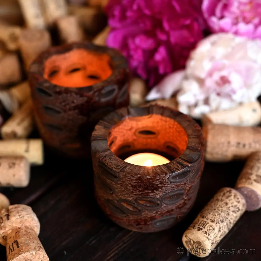 картинка Подсвечник из шишки банксии 2 - DishWishes.Ru