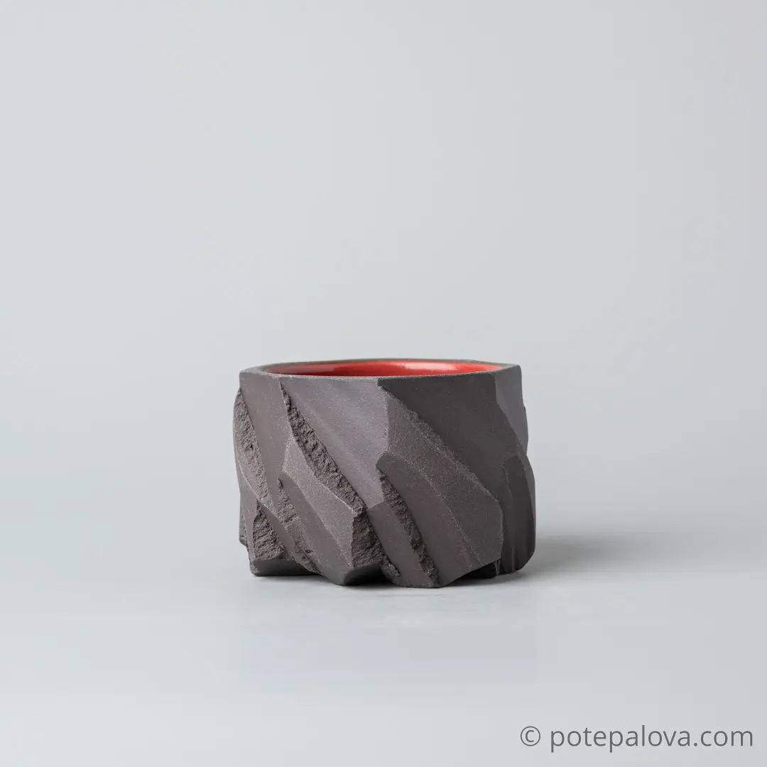 картинка Стакан Обсидиан малый с красной глазурью 130 мл - DishWishes.Ru