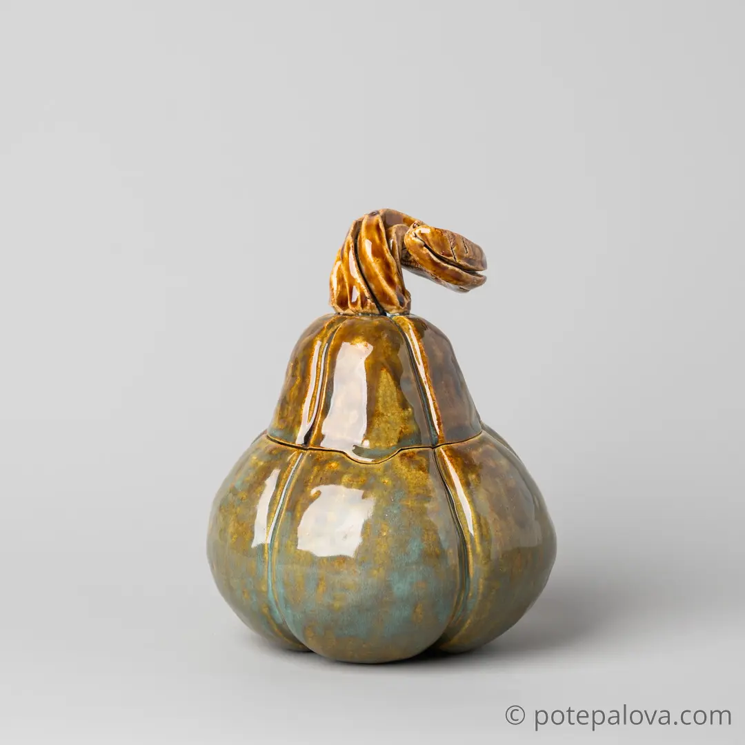 картинка Керамическая тыковка зеленая "груша" - DishWishes.Ru